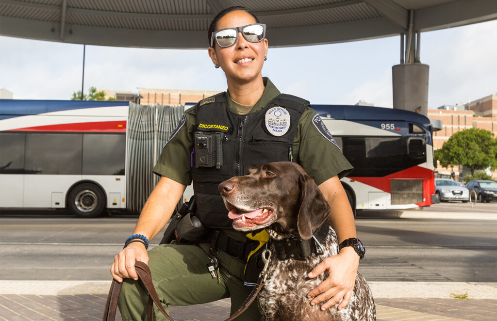 VIA transit police officer with police dog