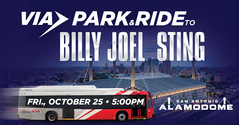 VIA’s Park & Ride Service set for Billy Joel & Sting Concert