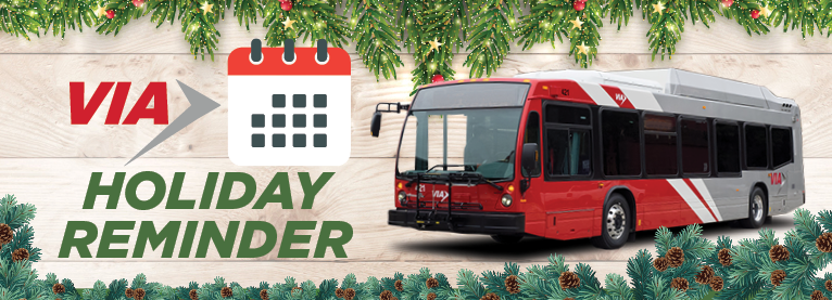 VIA’s Holiday Schedule for Christmas and New Year Holidays