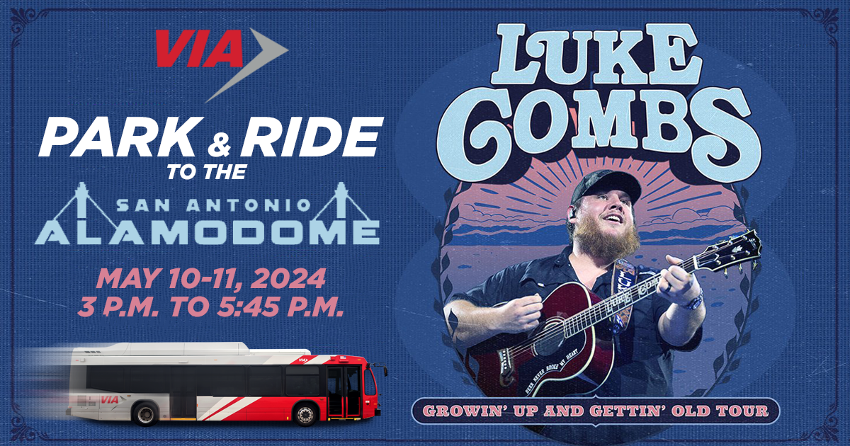 VIA to provide Park & Ride services for Luke Combs concerts, May 10-11