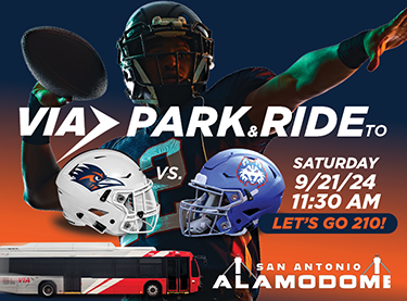 VIA’s Park & Ride Service gets you to UTSA Football Game on 9/21