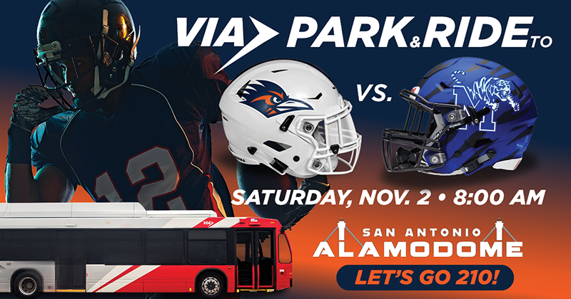 VIA’s Park & Ride Service gets you to UTSA Football Clash with Memphis