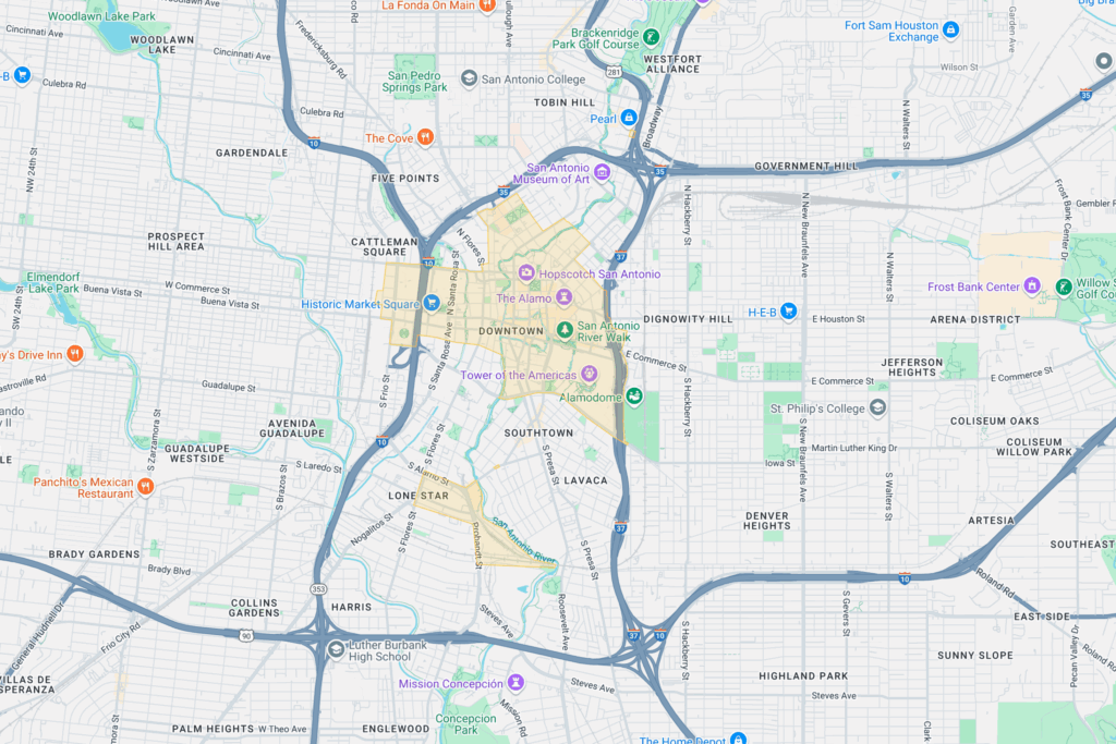 Screenshot of downtown service area for VIA Link service