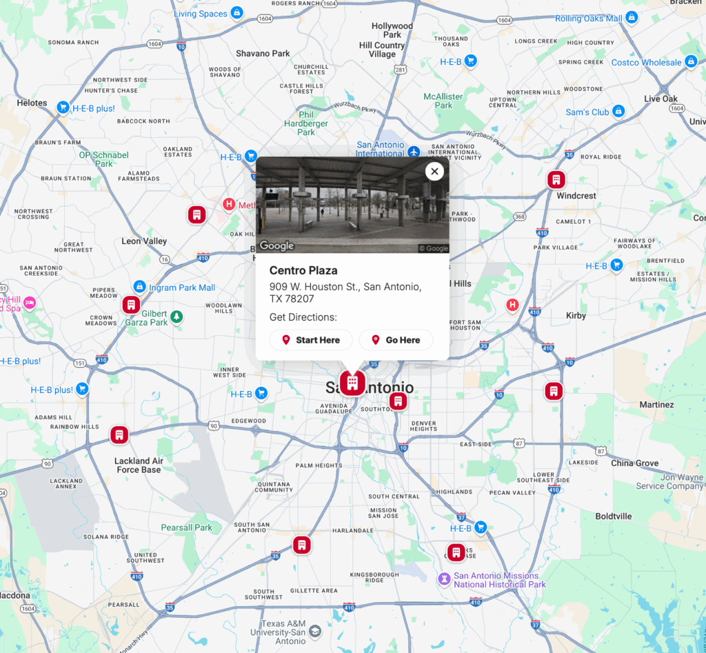 VIA Navigator Transit Centers Centro Plaza screenshot